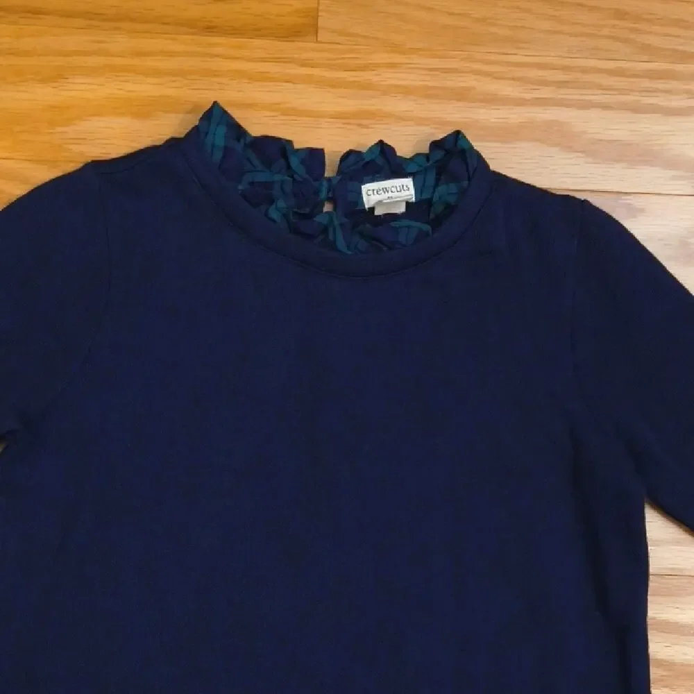 Crewcuts, Navy & Plaid Sweatshirt Dress, Size 10 EUC